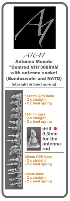 Antenna Mounts "Comrod VHF3088VM (straight & bent spring) with antenna socket (Bundeswehr and NATO)